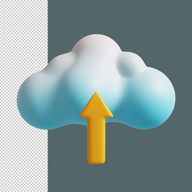 cloud upload up arrow cloud icon 3d render premium psd