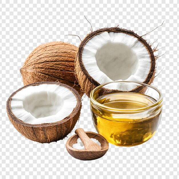 coconuts and coconuts are on a transparent background
