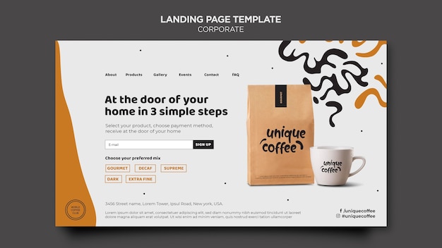 coffee shop template landing page