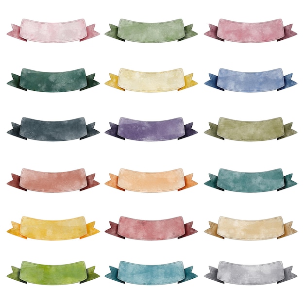collection of vintage style ribbons and banners in pastel colors
