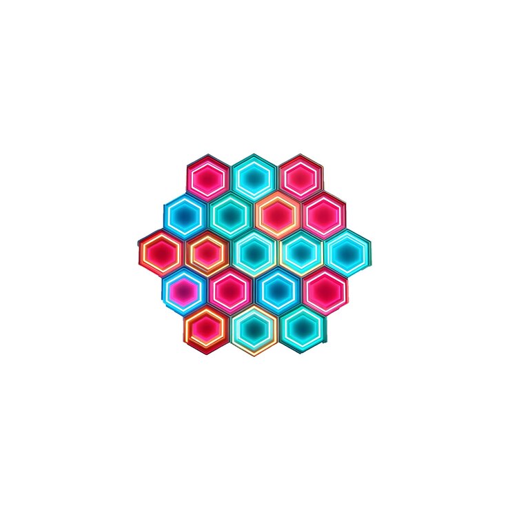 PSD colorful geometric nonagon shapes