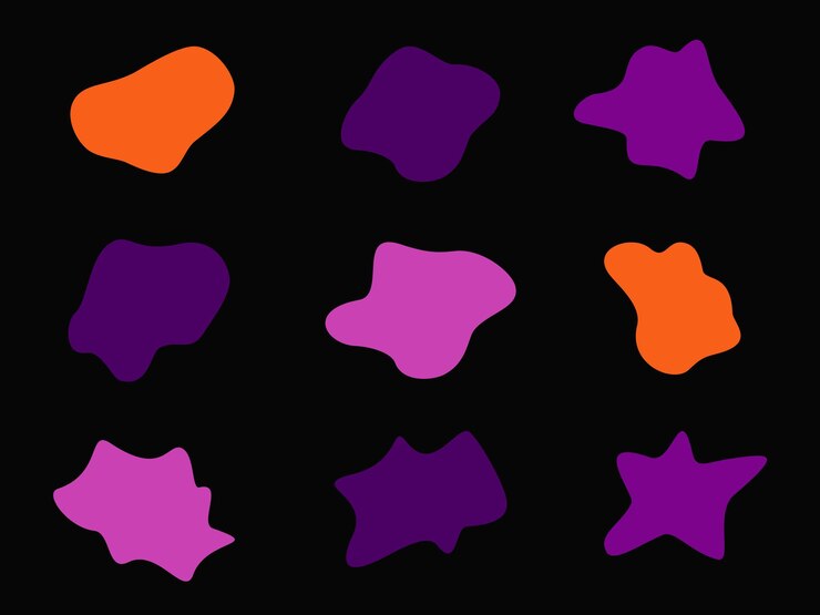 PSD colourful abstract shapes fluid hand drawn organic shapes vector shape seamless element