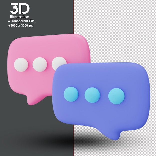 Commercially ECommerce 3D Icon Chat High Resolution PNG