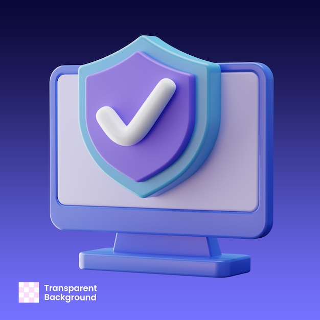 Computer Electronic Insurance 3D Illustration