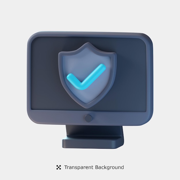Computer protection protection 3d icon illustration