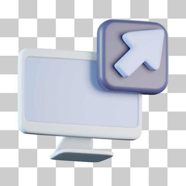 Computer with Outbound Link 3D Icon