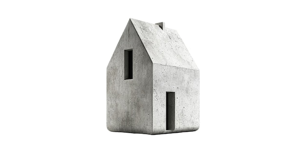 concrete house model with minimalist design isolated on transparent background