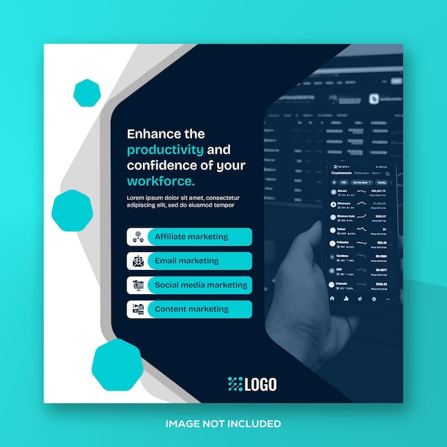 Corporate workshop PSD poster business flyer with square photo social media banner or post