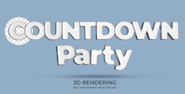 Countdown Pary Text Style 3d rendering transparent background