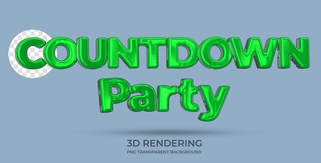 Countdown Pary Text Style 3d rendering transparent background