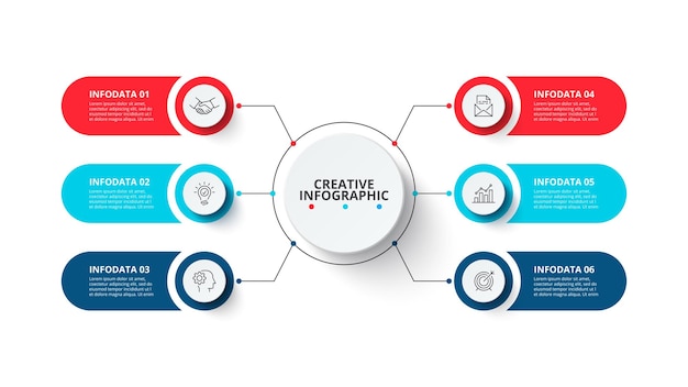 Creative concept for infographic Abstract elements diagram with 6 steps options or processes