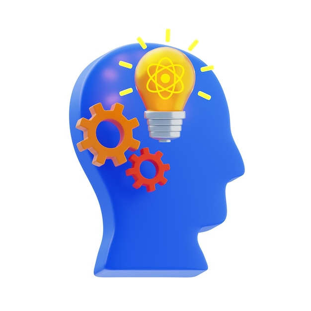 Creative thinking with gears idea 3d icon