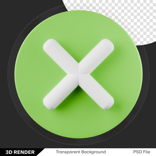 Cross and cancel mark green and white 3d png transparent image