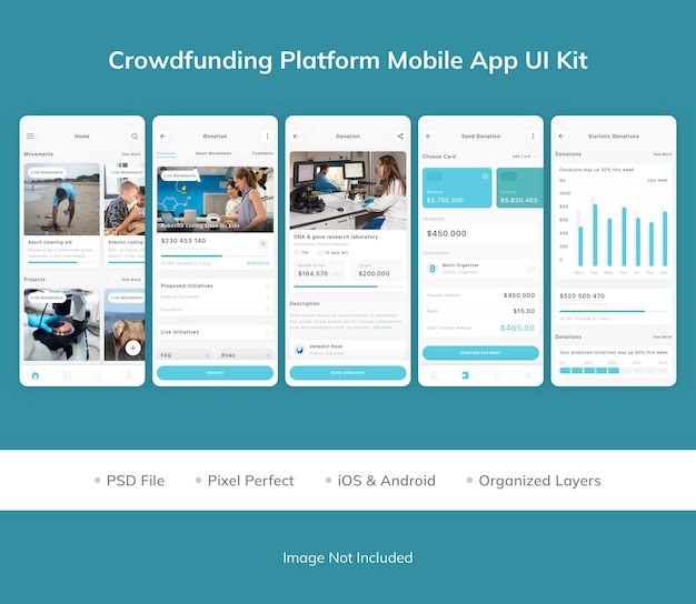 crowdfunding platform mobile app ui kit