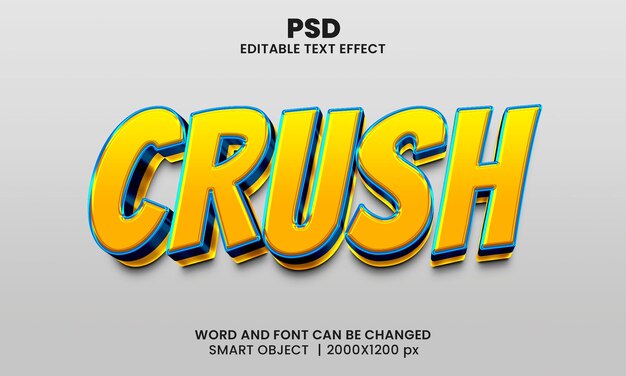 Crush 3d editable text effect Premium Psd with background