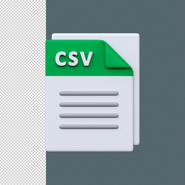 CSV file format 3D icon Textbased spreadsheet file for storing tabular data values