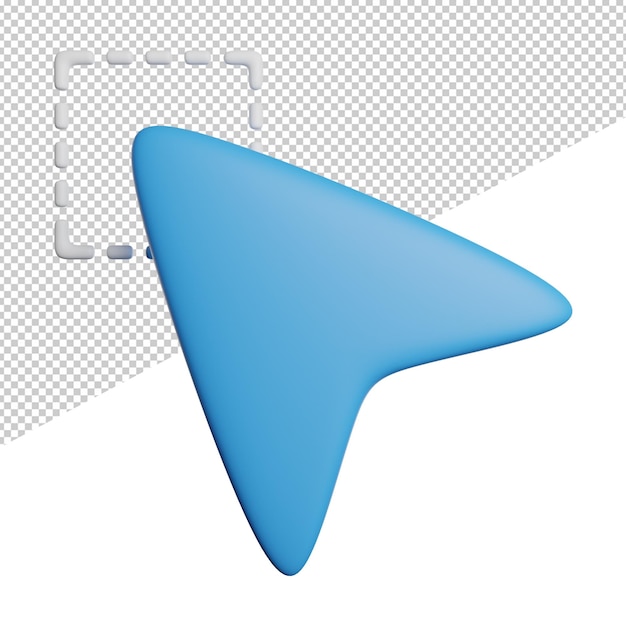 Cursor Pointer Selection Box front view 3d rendering icon illustration on transparent background