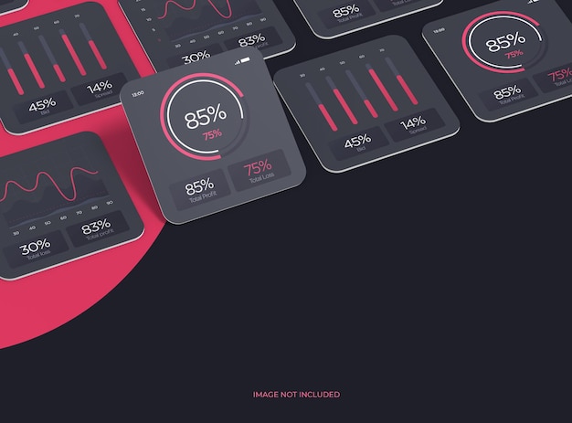 Customizable mockup with square cards for design presentation 3d rendering