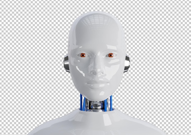 Cyborg face humanoid woman covered with isolated reflective