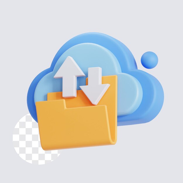 Data backup in cloud 3D icon