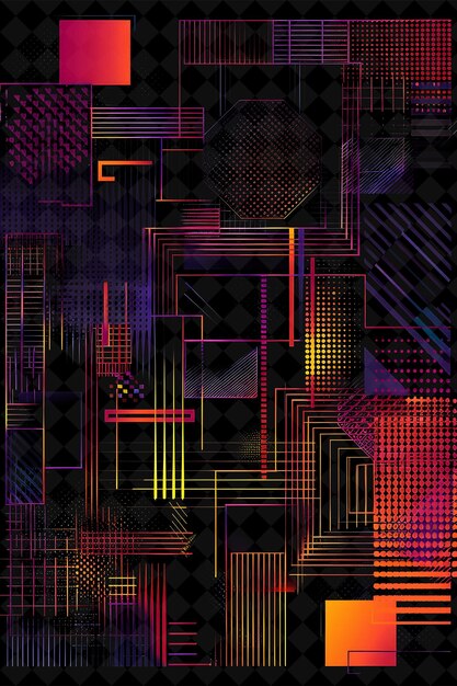 Decorative Wall Art 8 Bit Pixel With Geometric Patterns and PNG Unique Y2K Design Collection