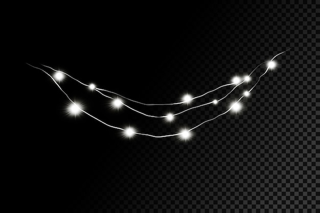 delicate string lights against a dark background transparent overlay effect