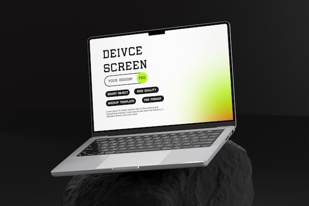 Device Screen Mockup on Rock Template