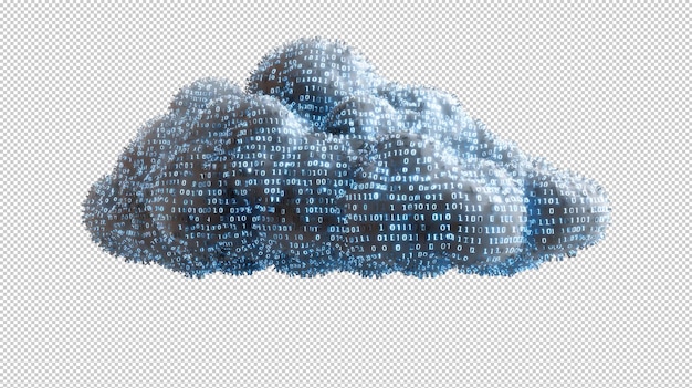 Digital Cloud of Binary Code Representing Data and Cloud Computing