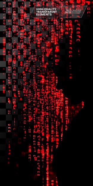 Digital Matrix of Red Numbers and Characters on Transparent Background 658