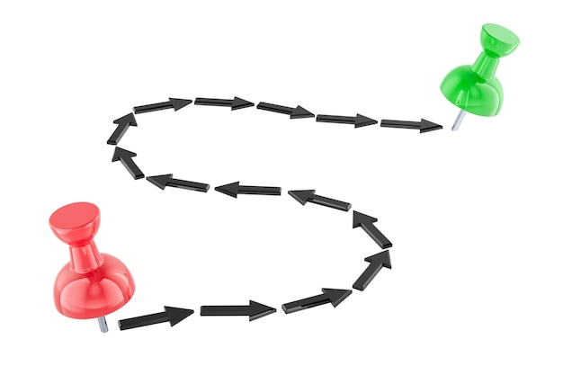 distance between two push pins 3d rendering isolated on transparent background