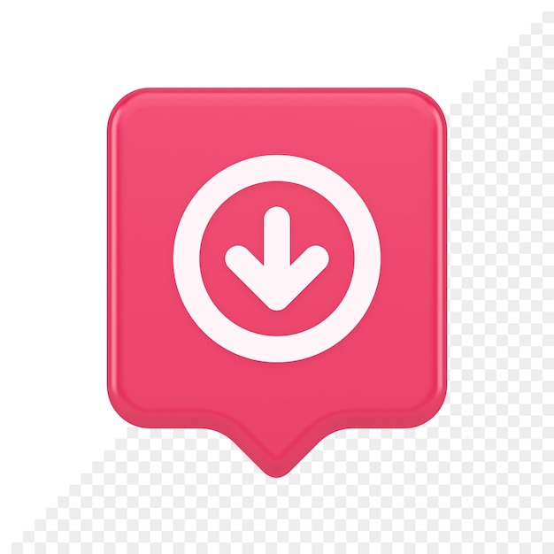 down arrow circle frame button web interface pointer navigation app 3d realistic speech bubble icon