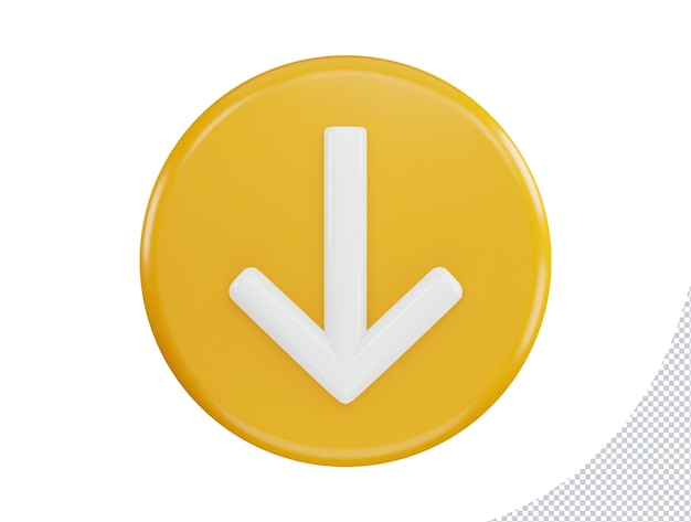 Down arrow icon with 3d vector icon illustration transparent element