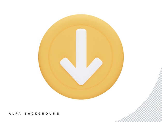 Down arrow with 3d vector icon cartoon minimal style