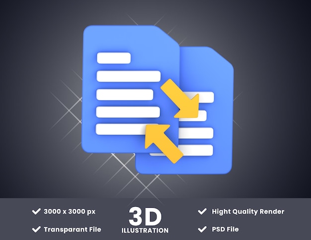 Duplicate File3d illustration suitable for your design