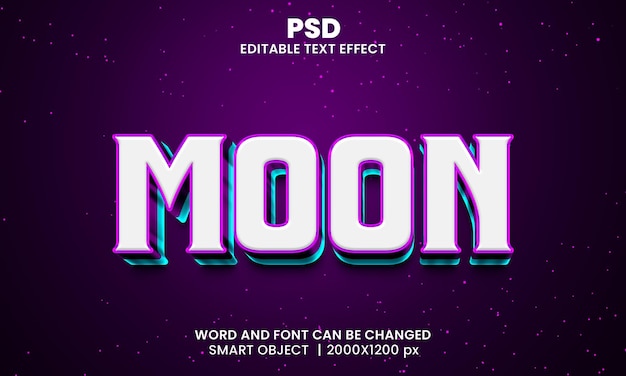 Editable Neon Moon Text Effect LIGHT PSD