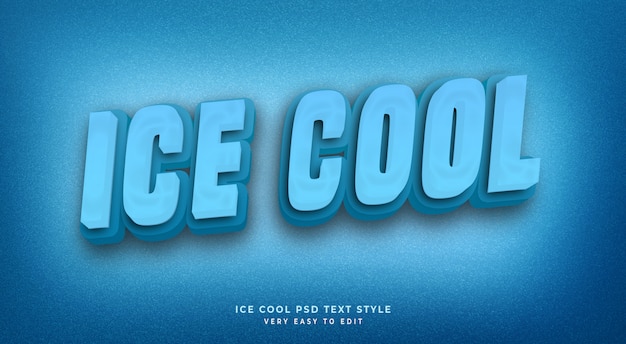 editable text effect, ice cool 3d  text style