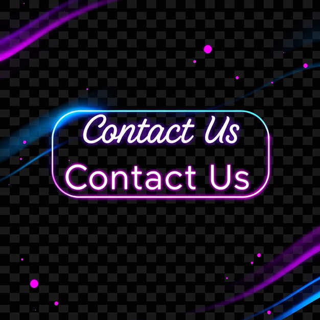 Effect Contact Us Text in Holographic Neon Style Button Surrounded by Dynamic Neon Waveform Float