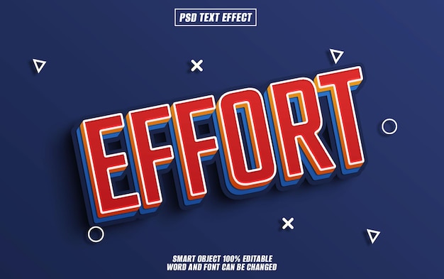 effort text effect font editable typography 3d text