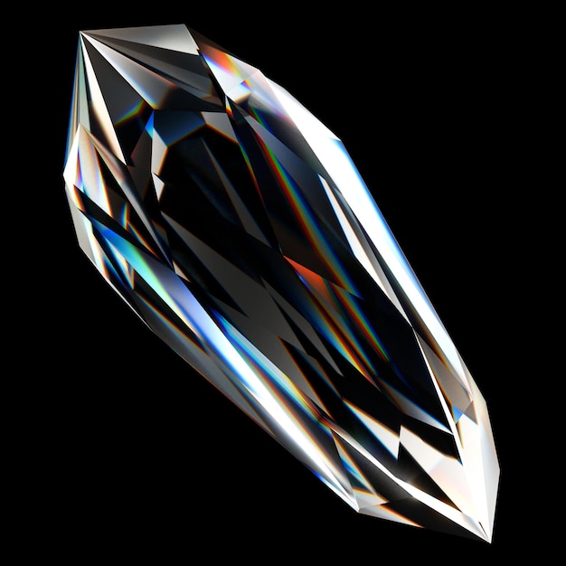Elegant sparkling diamond with multiple facets reflecting light against a black background
