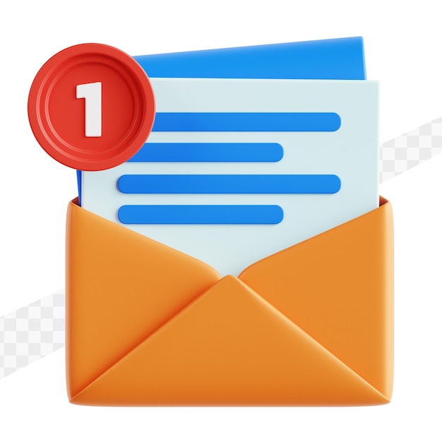 email with notification 3d render illustration