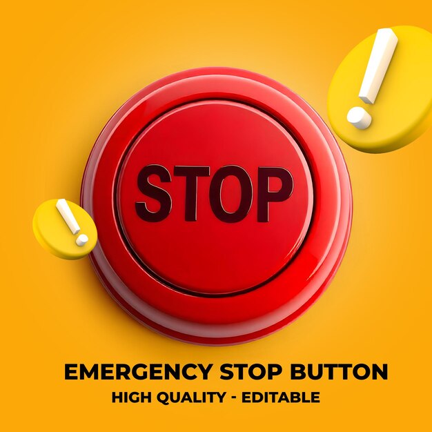 Emergency stop sign 3d