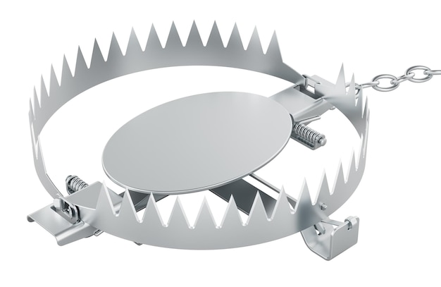 empty bear trap 3d rendering isolated on transparent background