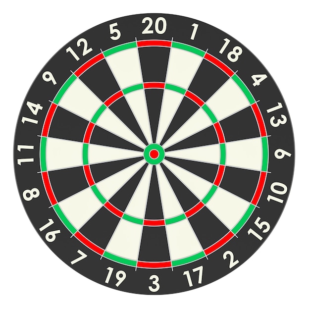Empty dartboard front view 3D rendering isolated on transparent background