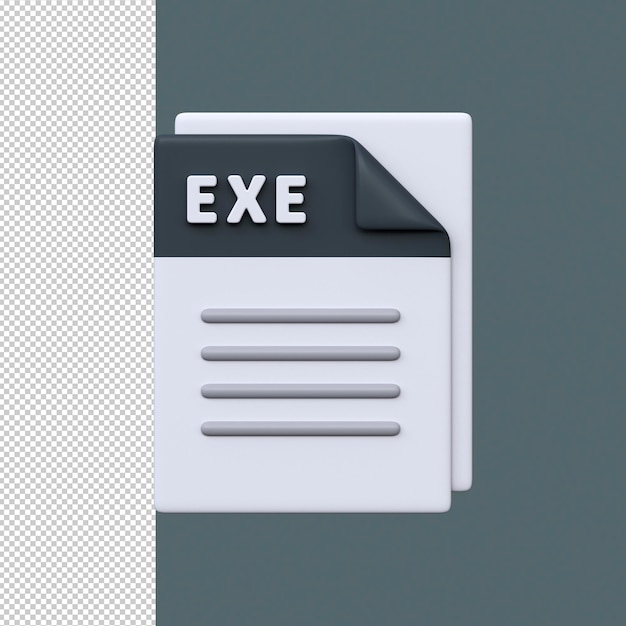 EXE file format 3D icon Executable program file for launching software applications and Windowsbased tools