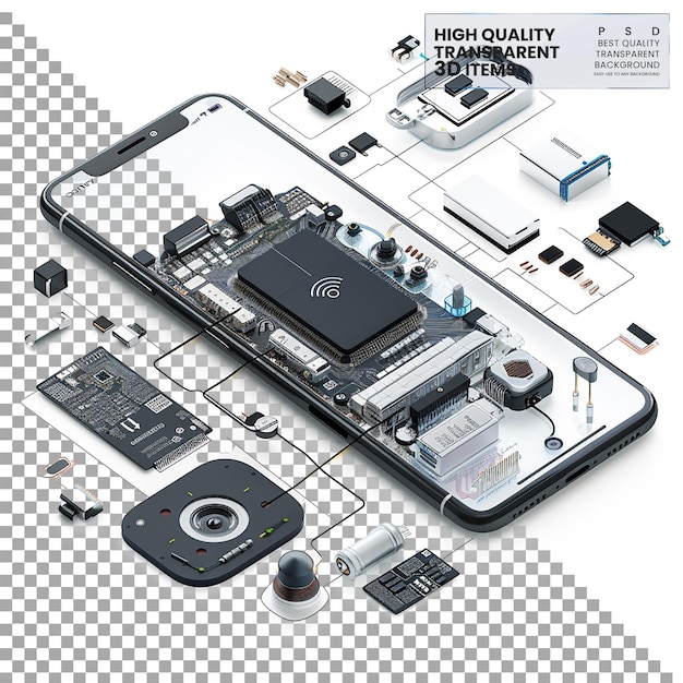 exploded diagram showing internal components on transparent background