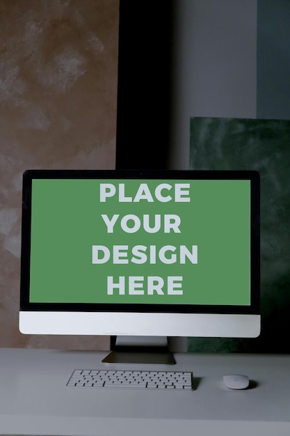 EyeCatching Green Screen Monitor Mockup PSD