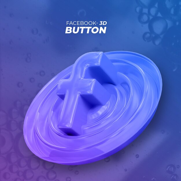 facebook 3d rendering button with isolated background