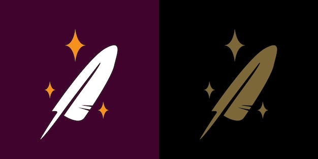 Feather logo with sparkles
