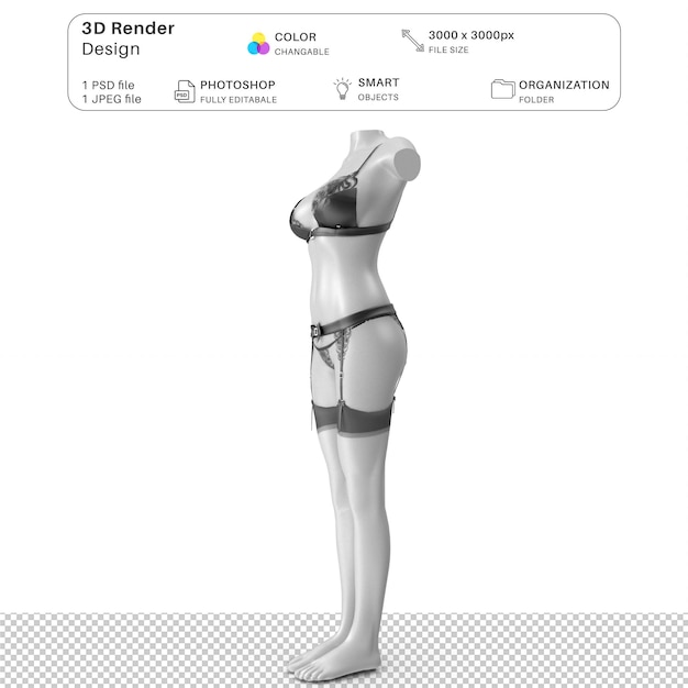 female mannequin wearing lingerie mockup 3d modeling psd file realistic lingerie