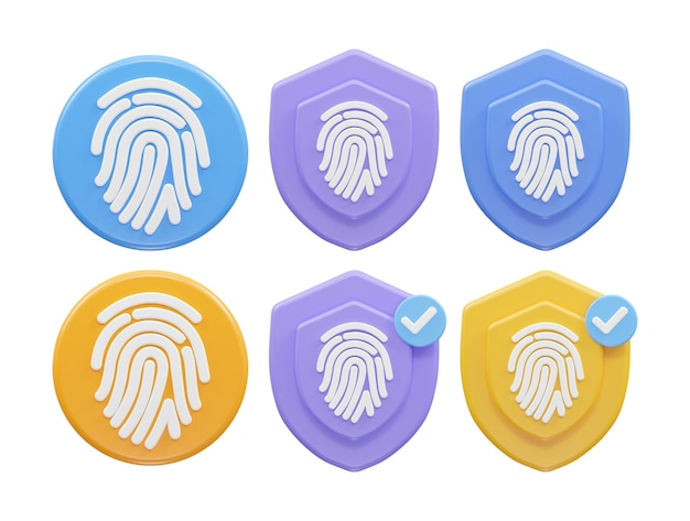 fingerprint icon vector 3d rendering illustration